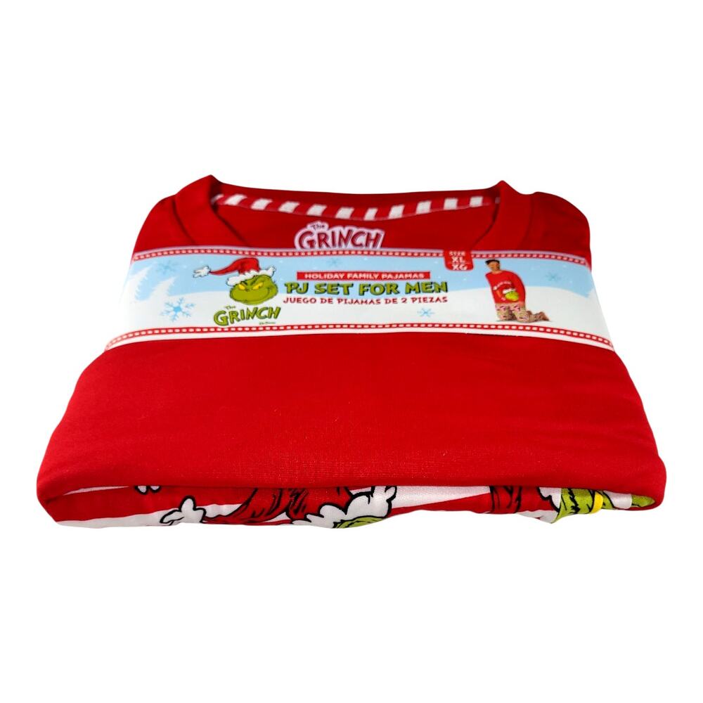 NEW The Grinch Men's 2 Pc Pajama Set Christmas Sleepwear Pants/ Shirt XL NWT - Picture 2 of 6